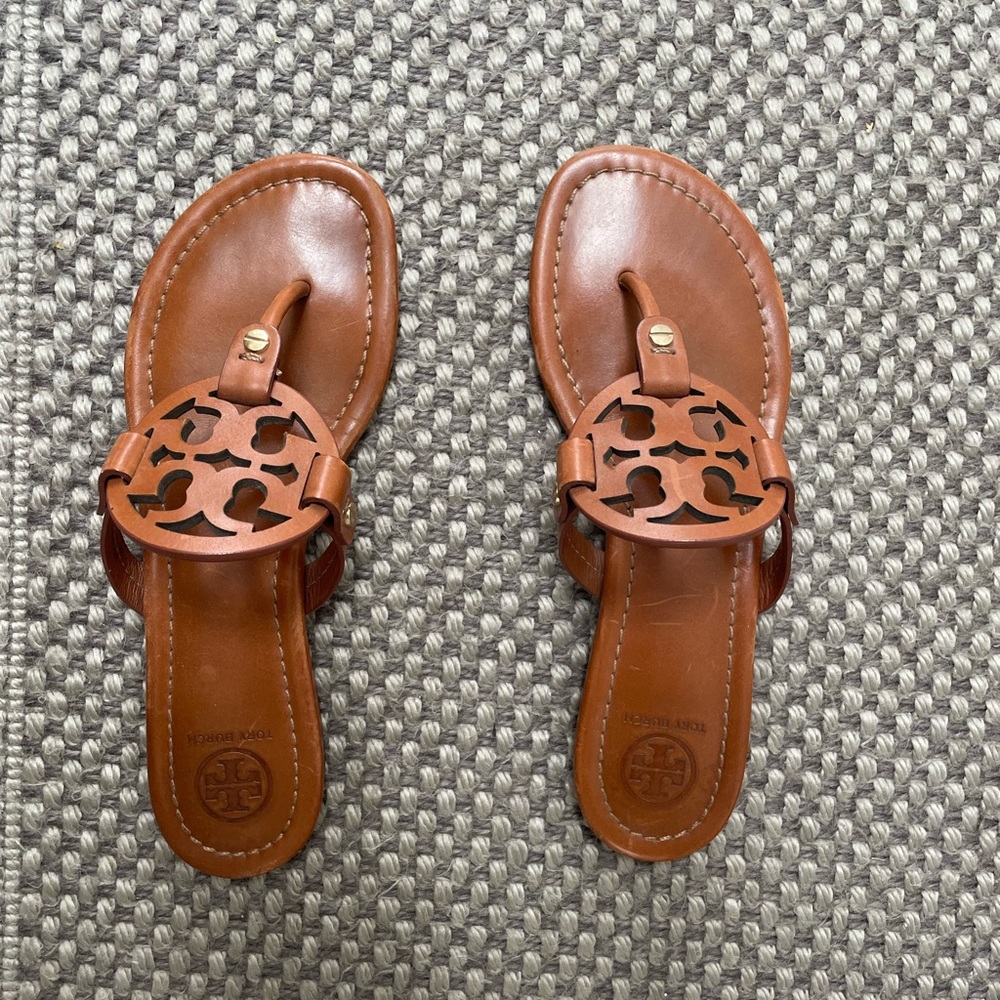 Tory Burch Brown Leather Miller Sandals